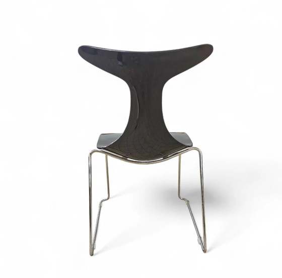 6 x Delfy chair by Gino Carollo for Ciacci Kreaty / Italy 1990s / 2 x red - 4 x black (photo 8 of 19)