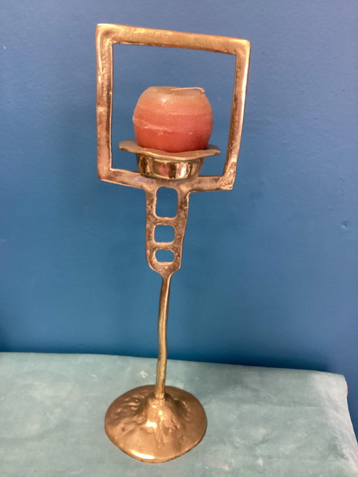 Candelabro grande David Marshall de 47 cm, latón macizo, pieza rara.
