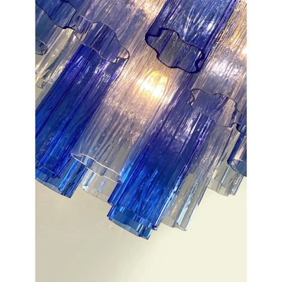 Image 1 of Lámpara de araña Sputnik de cristal de Murano italiano con tronchi azul cielo y azul