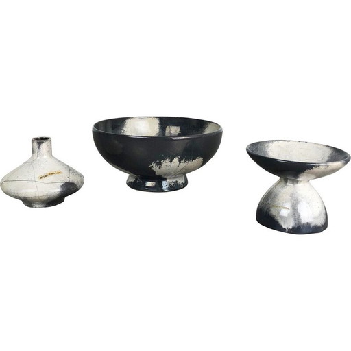 Ensemble de 3 vases d'atelier en céramique grise par Otto Keramik, Allemagne 1980