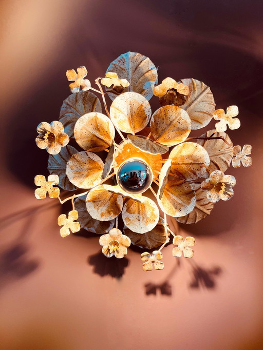 Unique! French set of Art Deco flower wall lamp/ceiling lights