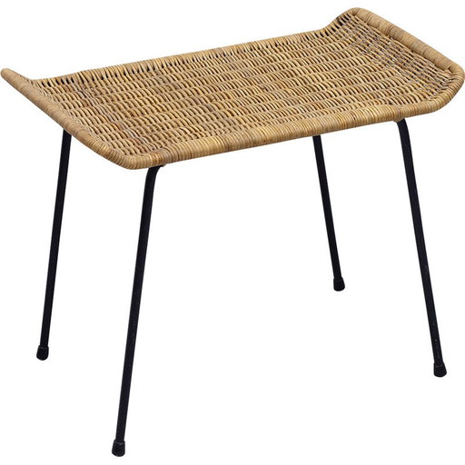 Vintage-Hocker aus Korbgeflecht und Metall von Gian Franco Legler, 1950