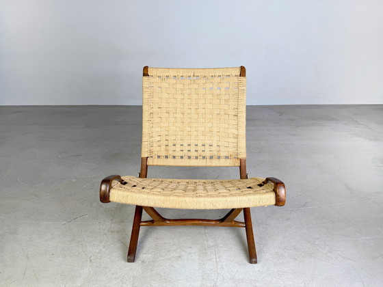 Image 1 of Sedia pieghevole di metà secolo simile alla poltrona in teak di Hans Wegner del 1960