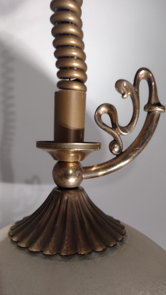 Image 1 of Vintage Adjustable Glass Pendant Lamp