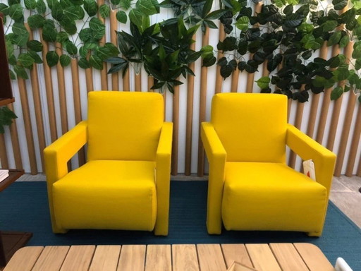 CASSINA 2x Fauteuil 637 Utrecht 2024 (NEUF Jamais Utilisé) KVDRAT JAUNE 13L Laine