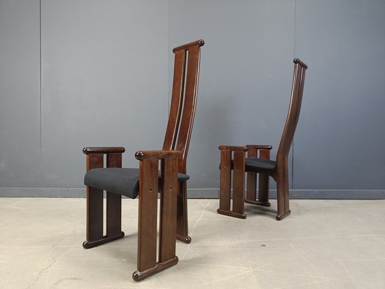 Image 1 of Post modern high back dining chairs, set of 4, 1970s 