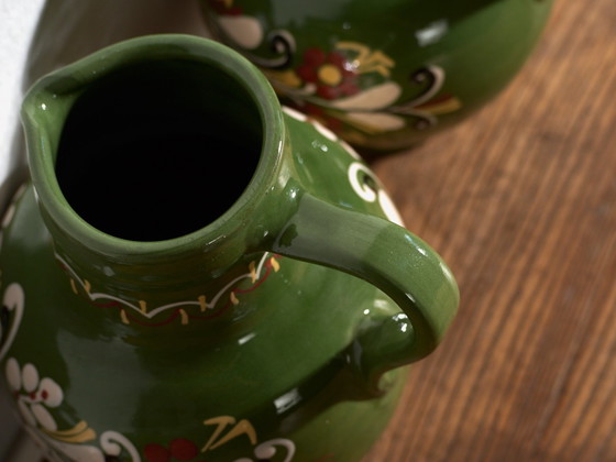 Pair of Vintage Glazed Ceramic Jugs, Central Europe, circa 1950 #6, Crockery, Yellow (photo 6 of 10)