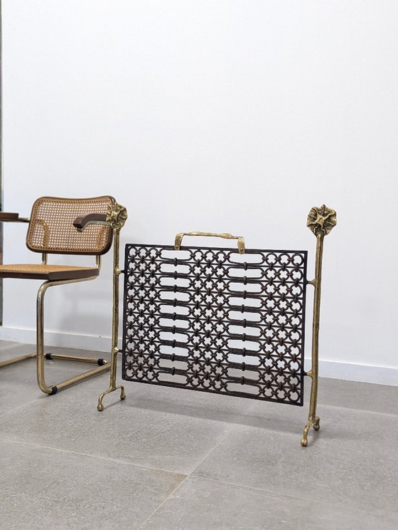 Image 1 of Bronze and Wrought Iron Fireplace Screen by David Marshall, 1970s