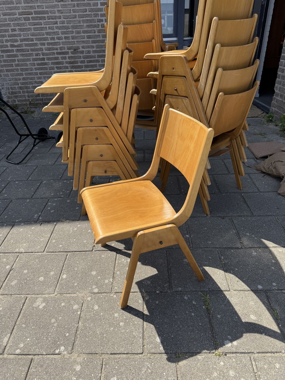 Image 1 of 12x chaise empilable vintage en contreplaqué