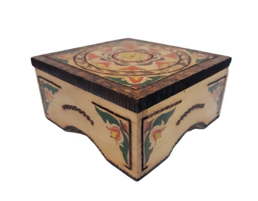 Vintage pyrography wooden box