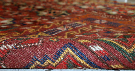 Image 1 of Handgemaakt antiek Perzisch-Koerdisch tapijt 3,9' x 7,5' (119 cm x 230 cm) jaren 1920 - 1C499