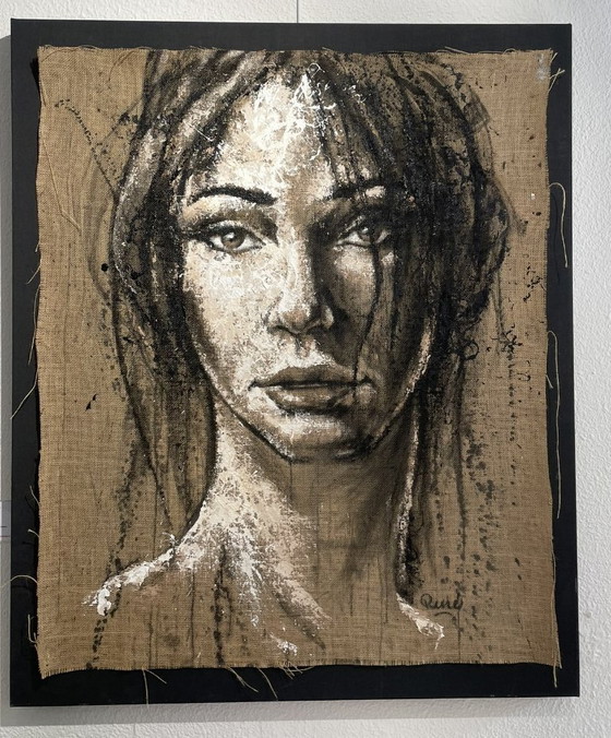 Image 1 of René Rikkelman - painting on jute on linen