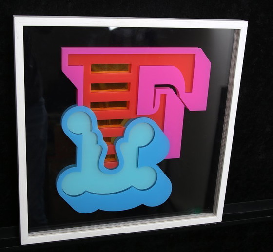 Image 1 of Eine, Ben - New Circus 'F' - gemengde techniek/plexiglas - 3D - handgesigneerd