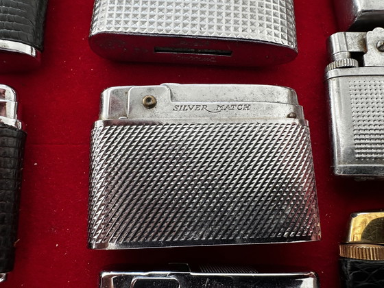 Image 1 of Lot of 10 Vintage Silver Match Lighters - Brother Lite - Ronson-Hadson
