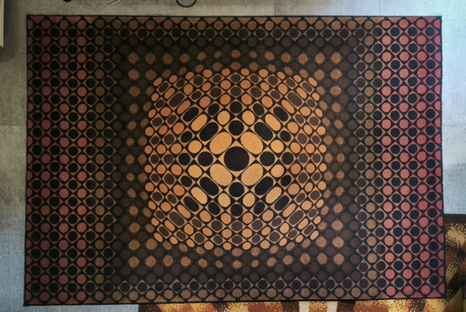 Vintage Vasarely-Style Rug