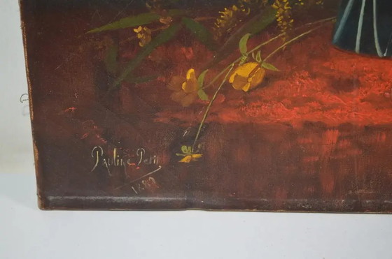Pauline Petit (Französisch 19.-20. Jahrhundert) "Stillleben mit Blumenstrauß" Öl auf Leinwand Signiert und (photo 6 of 12)