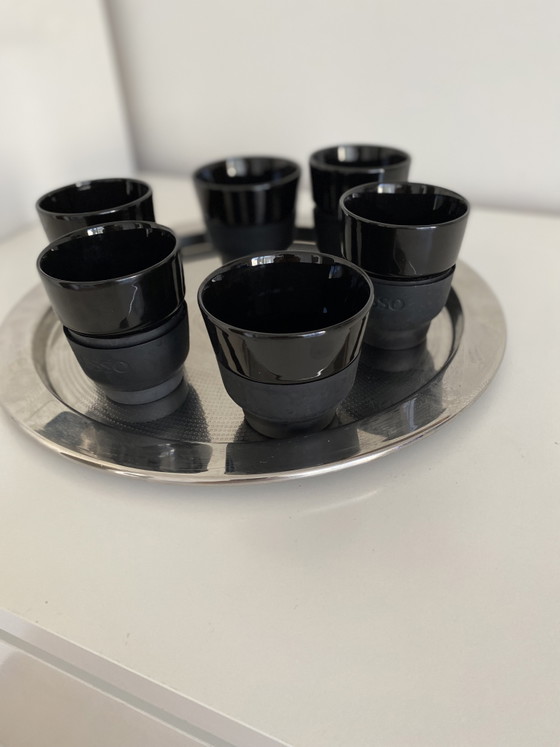 Image 1 of 6 tazze da caffè Nespresso nere con elastico per una presa salda