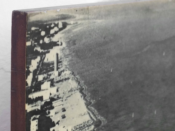 Image 1 of Cocacola umbrellas aerial photography Jesolo beach Italy years '60 by studio Ferruzzi Venice and Marco Lion photographer.
