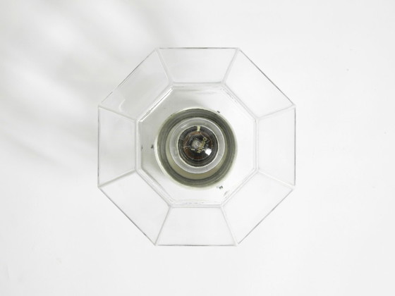 Image 1 of Bellissima lampada da soffitto in vetro Limburg degli anni '70 a forma ottagonale