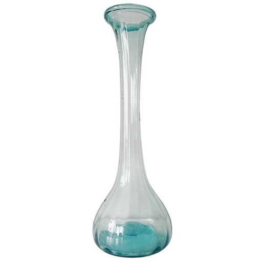 Vintage XL handmade Cristal Artesanal Colombian blue vase recycled glass 1950s