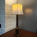 Vintage Hollywood Regency Brass Table Lamp with Original Eight-Sided Shade