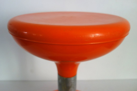 Image 1 of 2 orange diabolo stools from the 70s