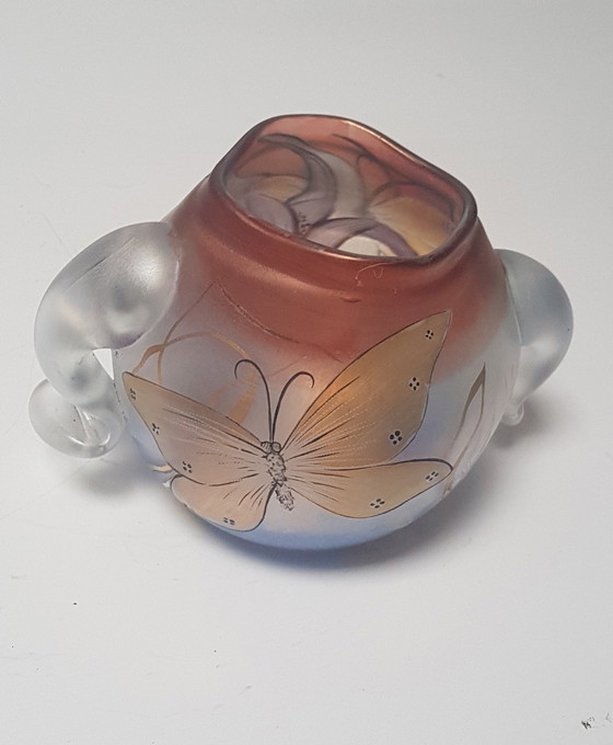 Image 1 of Art Glass Vase With Butterfly By Erwin Eisch