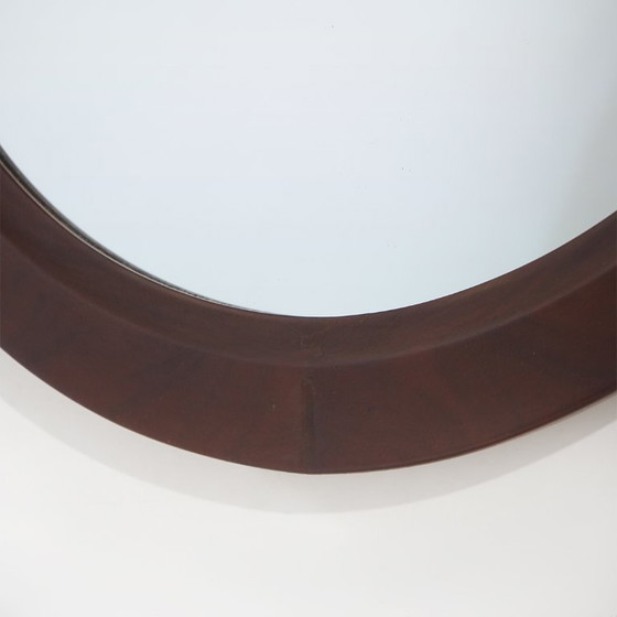 Ronde wandspiegel met leren band, jaren 60 – Glass, Leather (photo 11 of 13)