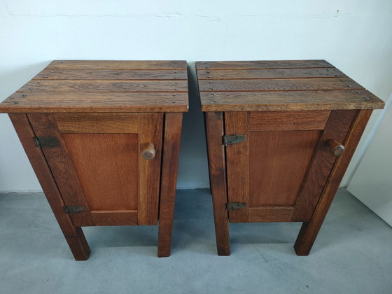 Image 1 of Vintage 'Medieval Brutalist Style' Bijzettkastje nachtkastje