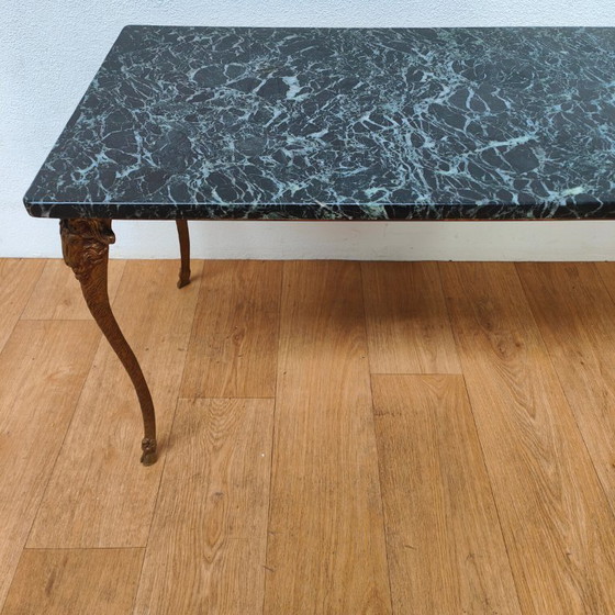 Image 1 of Vintage Regency coffee table with marble top and brass base