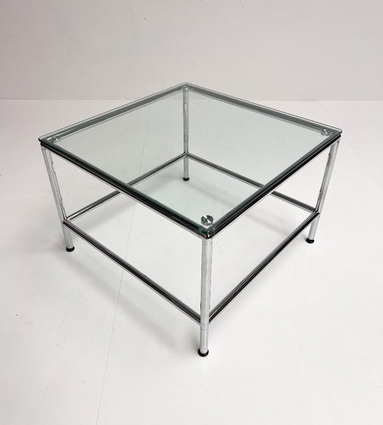 Tavolino da caffè quadrato in vetro, 71 x 71 cm, anni '90 – Tavolini da caffè, Metal (photo 4 of 13)