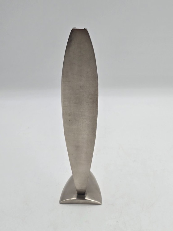 Image 1 of Vintage industriële massief RVS vaas