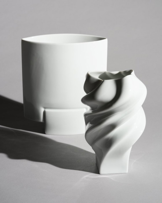 Image 1 of Rosenthal Porcelain Vase Duo “Debut” by Michael Boehm & “Squall” by Cédric Ragot
