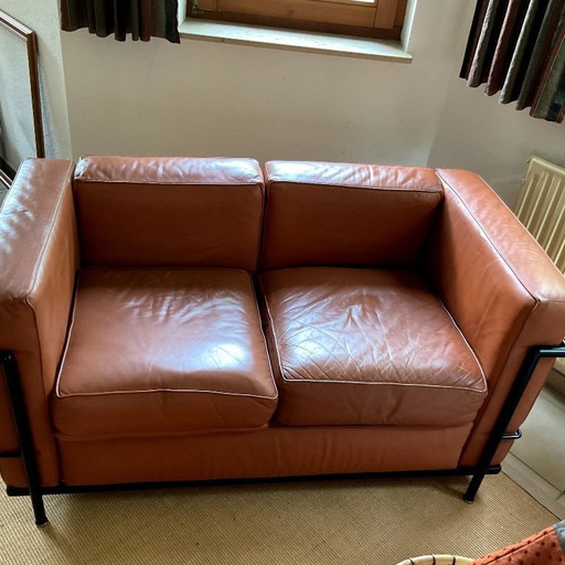 Cassina Le Corbusier Canapé deux places marron LC 2, cuir
