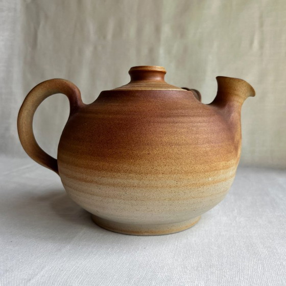 Image 1 of Deense steengoed theepot uit de jaren 70 van Karlslunde Keramik - Sculpturale Wabi Sabi