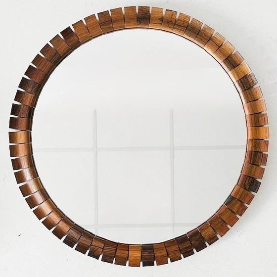 Image 1 of Miroir rond en teck, design danois du milieu du XXe siècle, années 1960