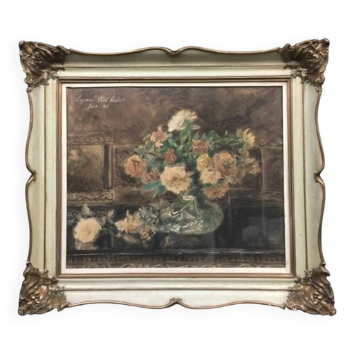 Painting “Still life with roses”. Watercolor. – schilderijen tekeningen, Paper
