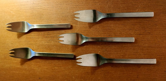 Image 1 of GEORG JENSEN 1955  5 Couverts de MAGNUS STEPHENSEN modèle TUJA TANAQUIL