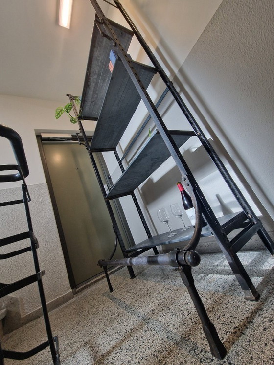 Image 1 of 2 pieces vintage, art deco heavy shelving units with slate shelves