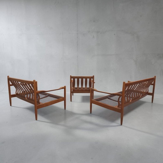 Scandinavian style Seating area reupholstered in ecru beige bouclé – Textile, Wood (photo 4 of 10)