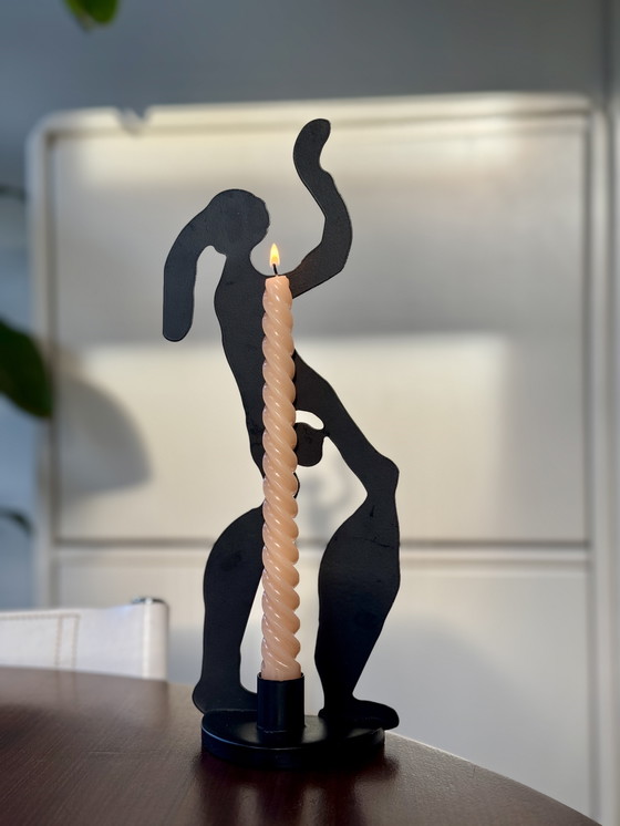Image 1 of Candeliere vintage IKEA Häll design Anna Efverlund anni '90 - silhouette di donna in metallo nero