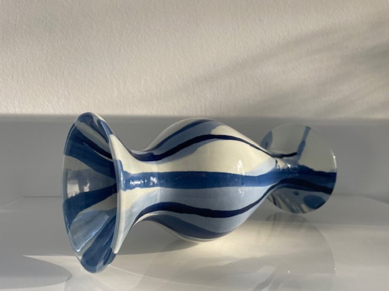 Image 1 of Handmade goblet vase with unique dripping pattern