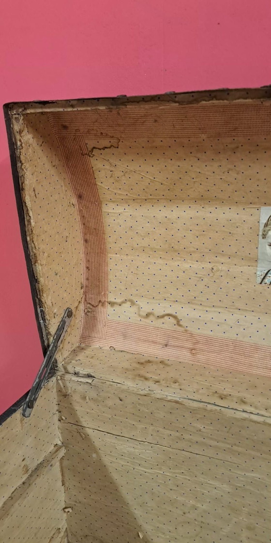 19e-eeuwse reiskoffer, Kledingkasten, Hout, Textiel, Bruin (foto 10 van 12)
