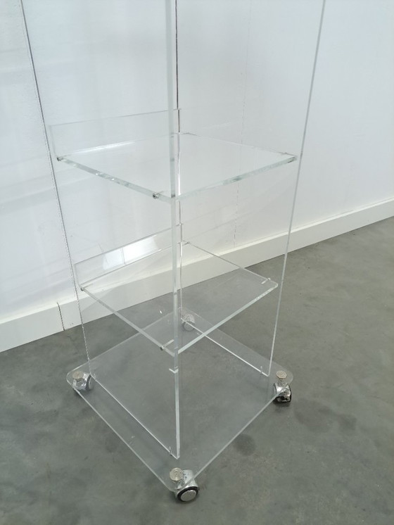 Image 1 of Plexiglass Shelving Unit Storage Cabinet on Wheels