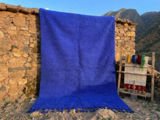 Magnifique tapis artisanal bleu en laine 200cmx300cm – vloerkleden en tapijten, Cotton