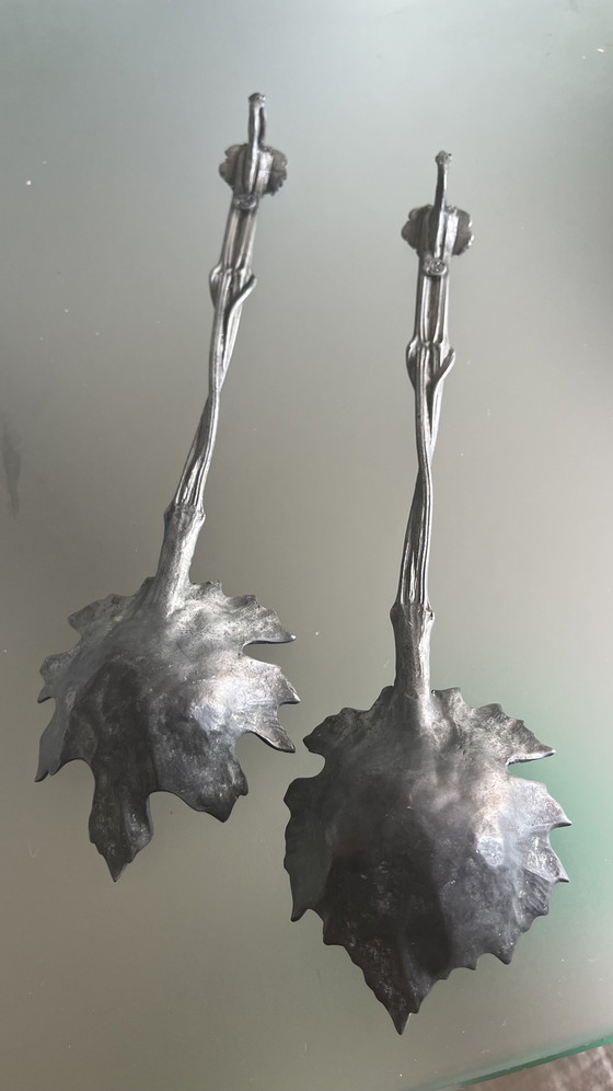 Image 1 of Twee tinnen lepels