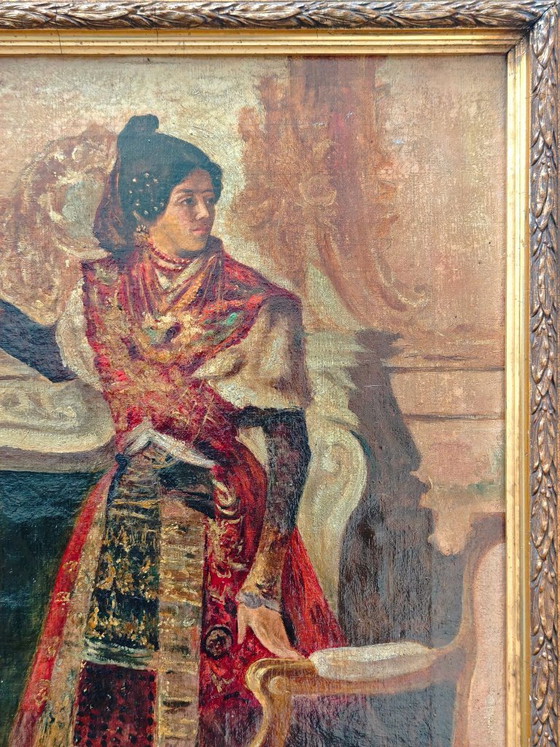 Image 1 of Antique Spanish Portrait – 19th Century – "Lady in Traditional Costume"