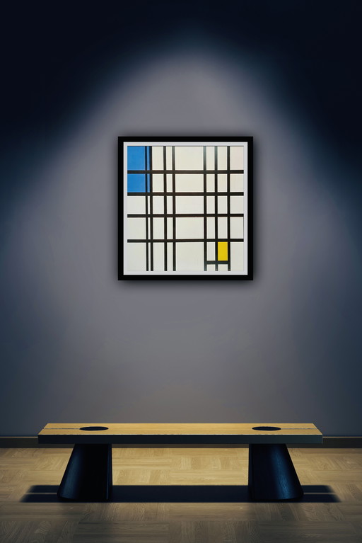 Piet Mondrian: "Rhythm Made From Black Lines, 1942". Signed in the Plate.