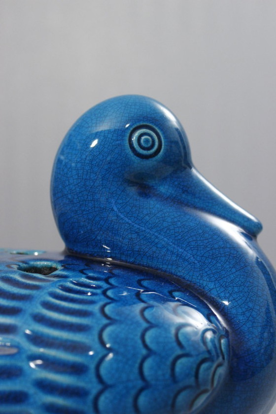 Image 1 of Pol Chambost Paris blue cracked flower spade forming a duck France 20th century