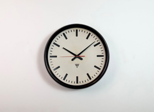 Large Industrial Bakelite Factory Wall Clock from Pragotron, 1950s